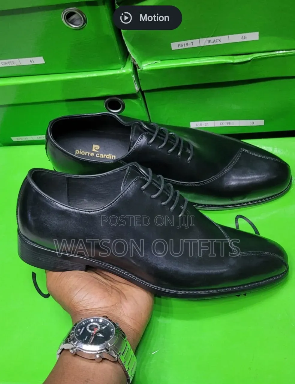 Men's Leather Shoes Pierre Cardini Branded 1-Black Colour Original
