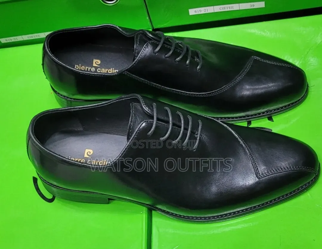 Men's Leather Shoes Pierre Cardini Branded 1-Black Colour Original