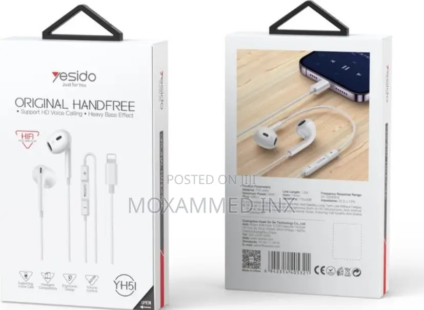 Yh51 Yesido Lightning Wired Earphones With Calling Option