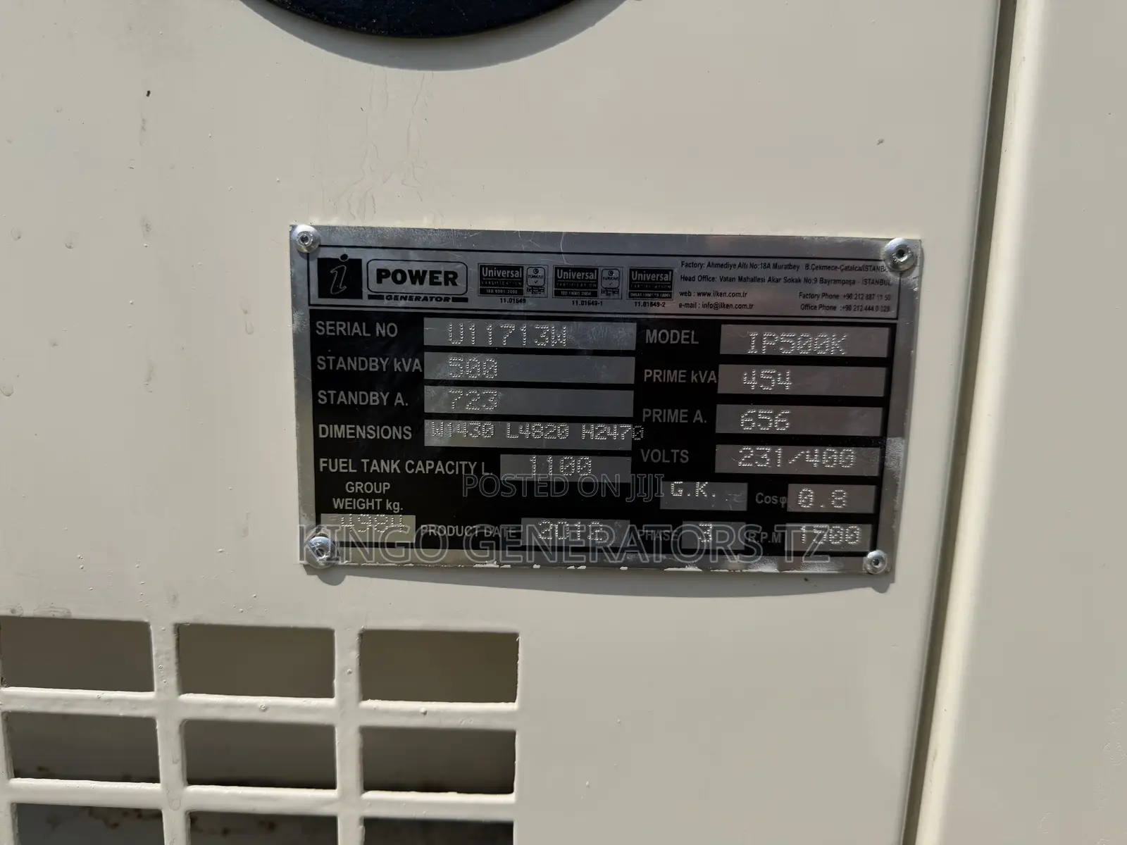 Generator Ipower 500kva