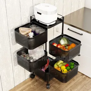 5-tier Rotating Kitchen Storage Trolley