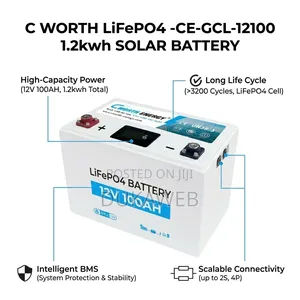 C‐Worth Lifepo4 Ce‐Gcl‐12100 – 1.2kwh 12v 100ah Solar Battery