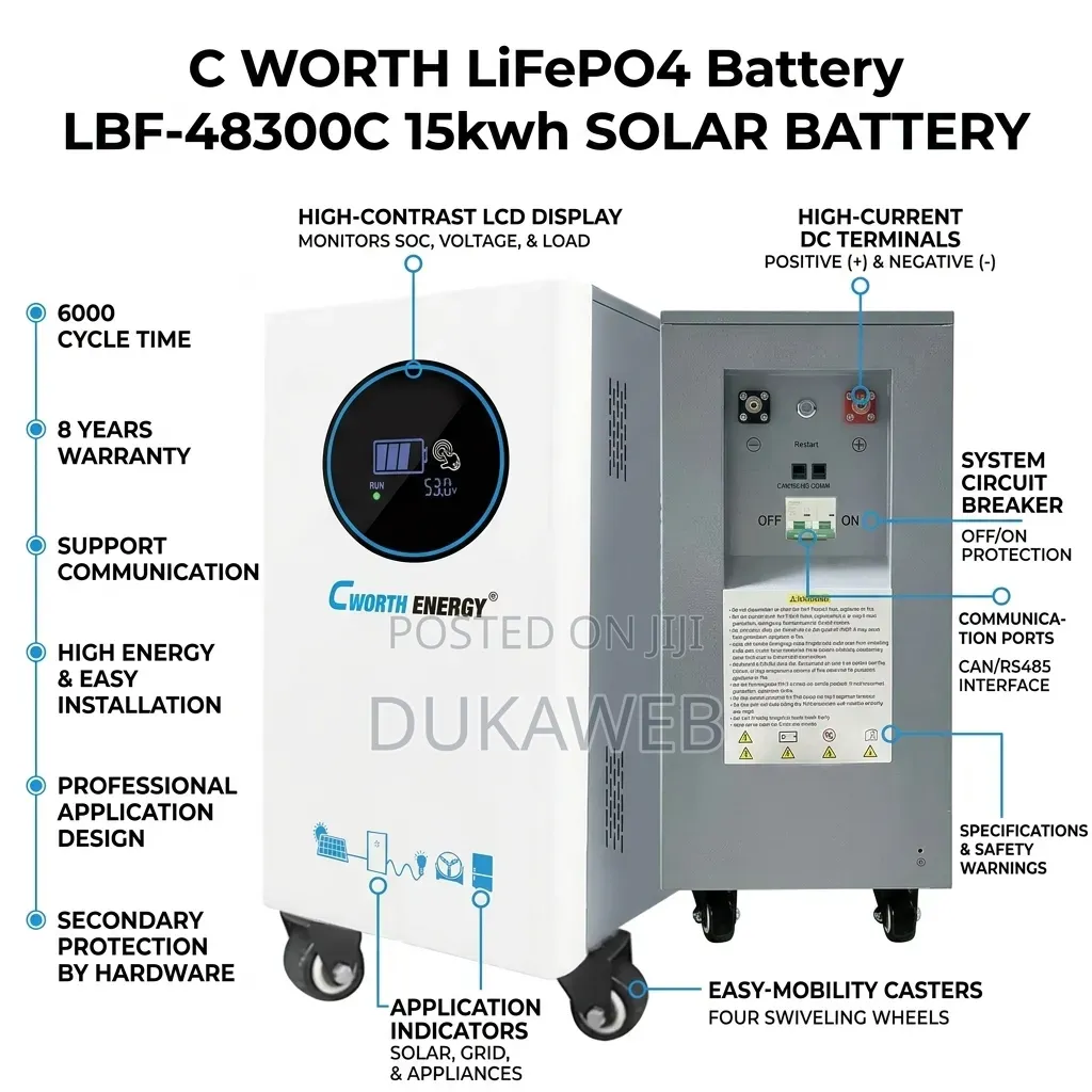 C‐Worth Lifepo4 Lbf‐48300c – 15kwh 48v 300ah Solar Battery