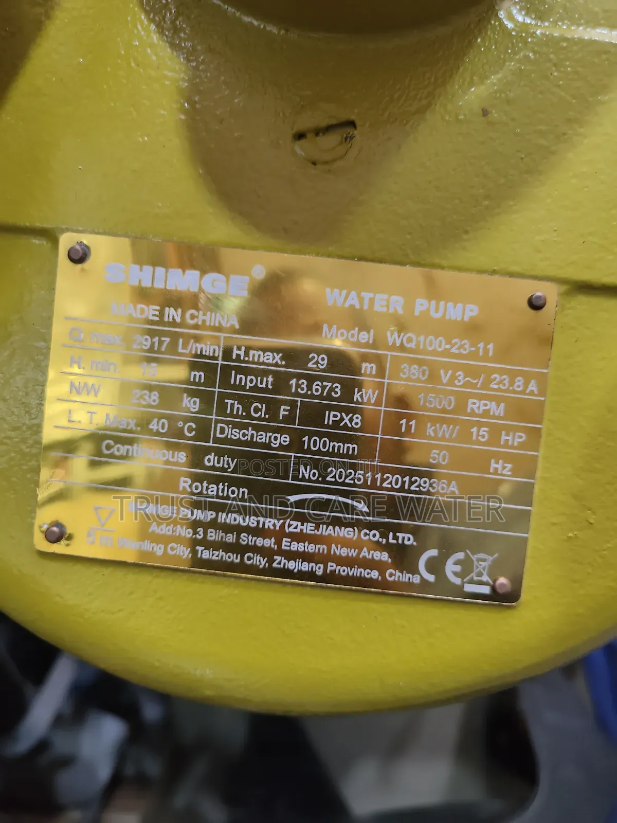 Shimge Sawege Pump 15hp