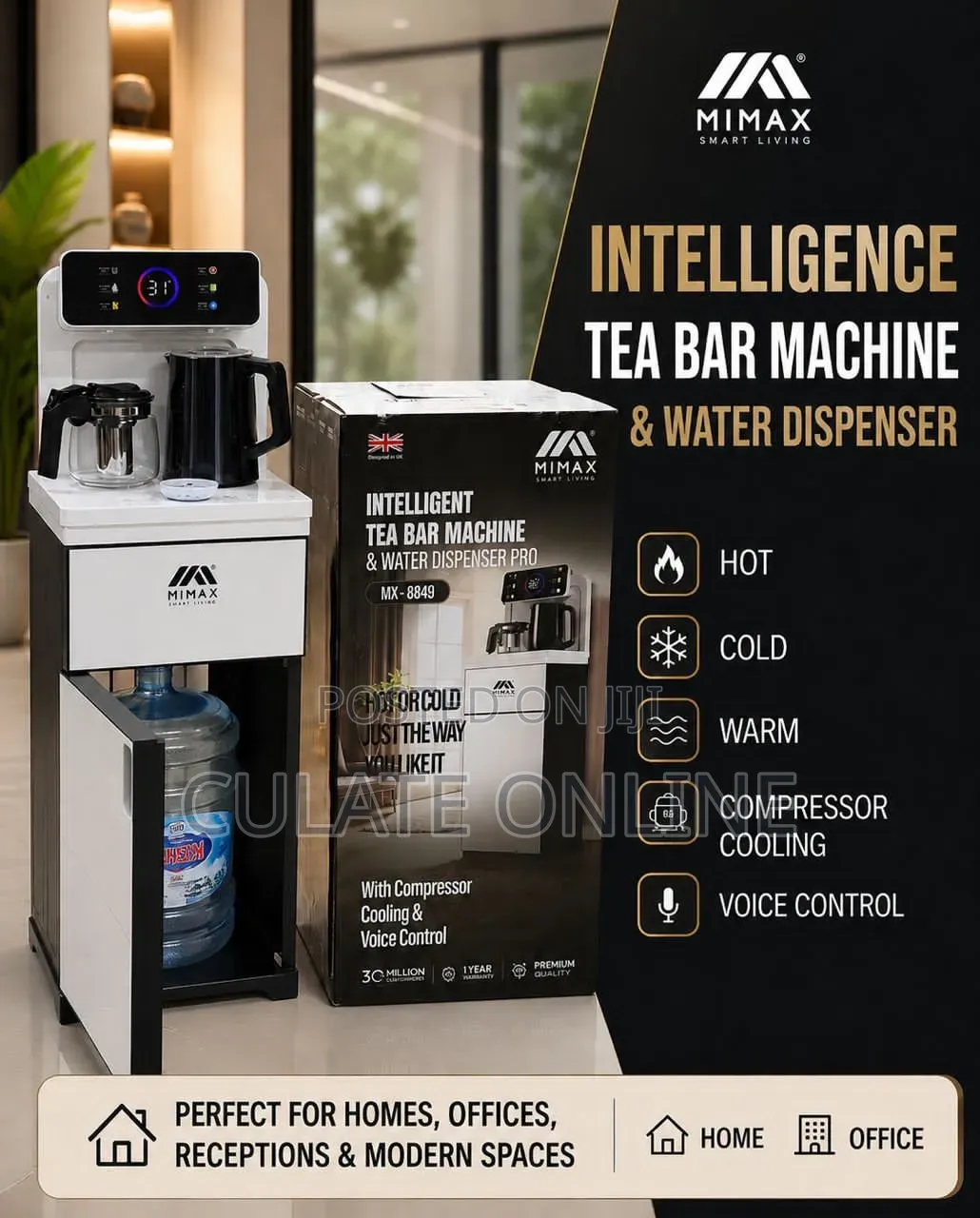 Mimax Intelligent Tea Bar Machine and Water Dispenser With Compressor