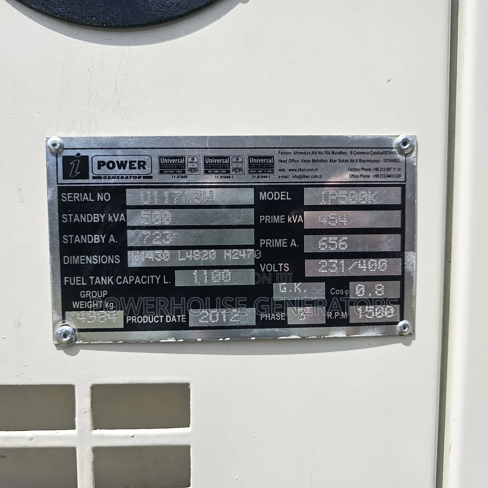 Generator Perkins 500kva