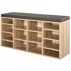 Shelf Shoe Storage Unit, With Cushion Top - Wood-Effect