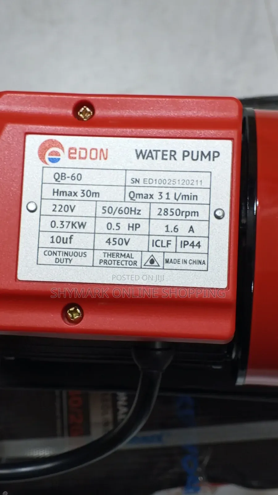 Edon Water Pump 0.5hp Model Qb-60
