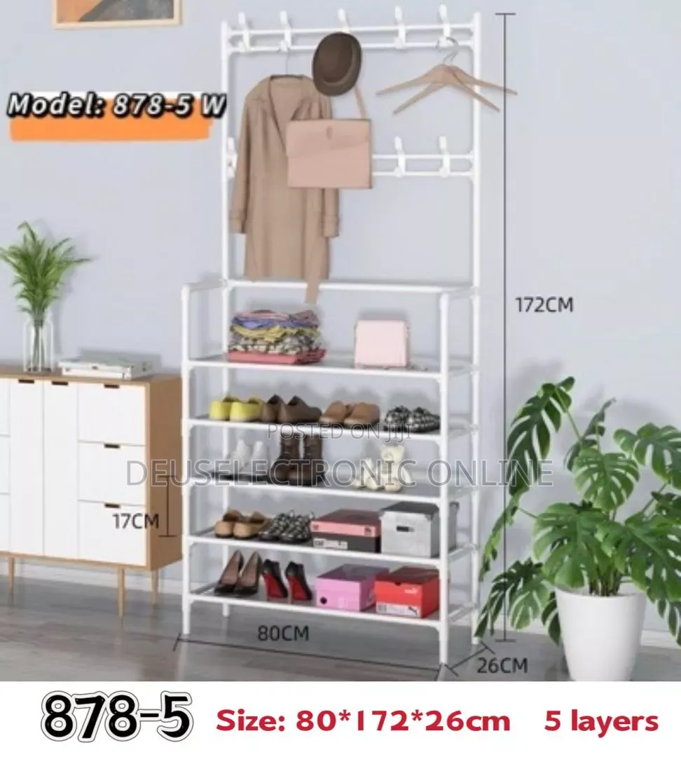 Shoe Rack Ngazi 5 Na Sehemu Ya Kuweka Pochi Na Kofia
