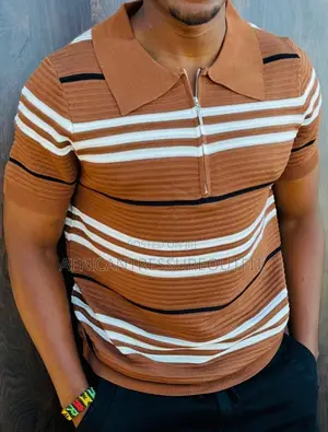 Sacai Stripped Zip-Up Knit Polo Shirt Collection Available