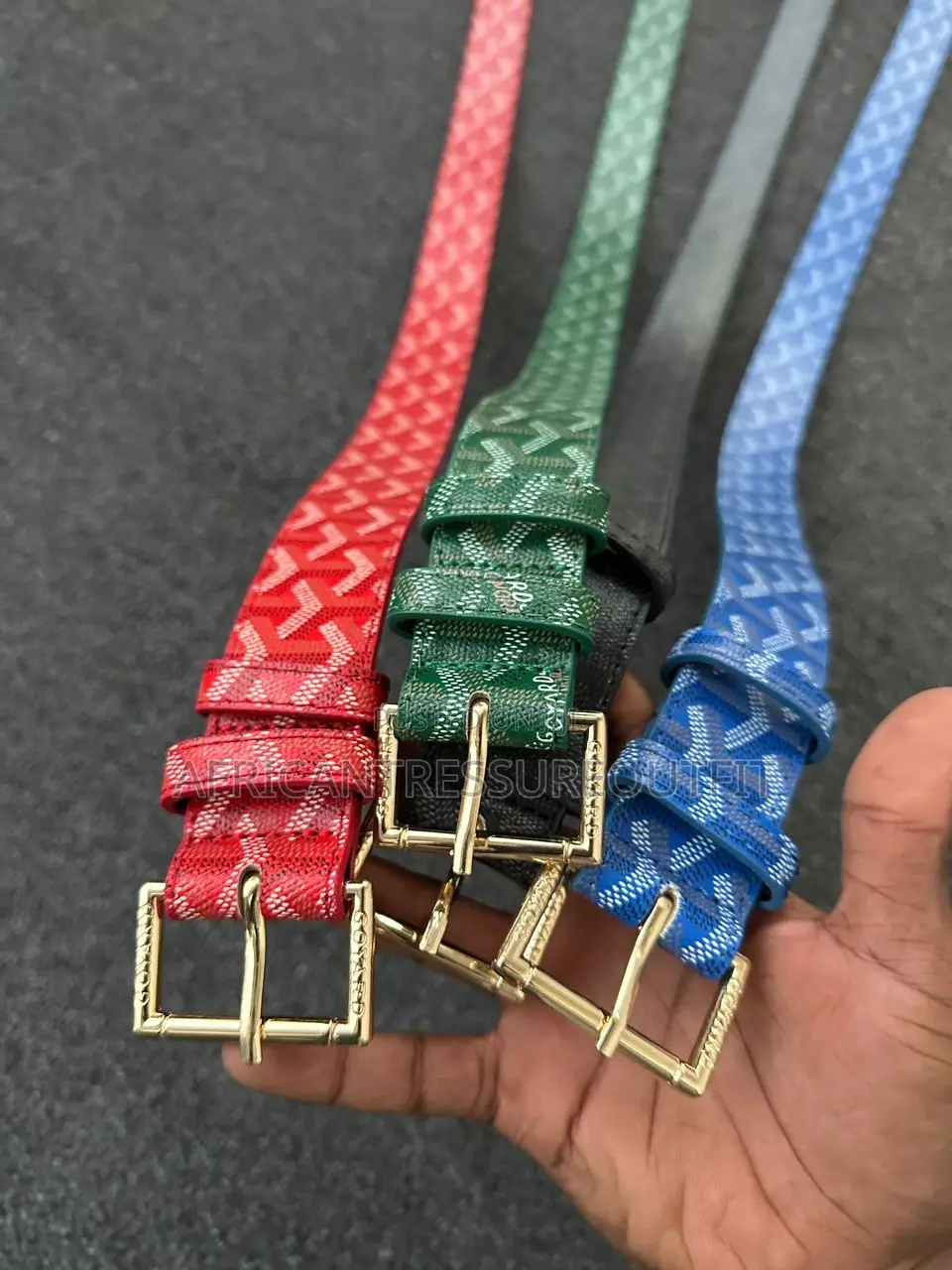Goyard Belts Featuring Iconic Chervon Available
