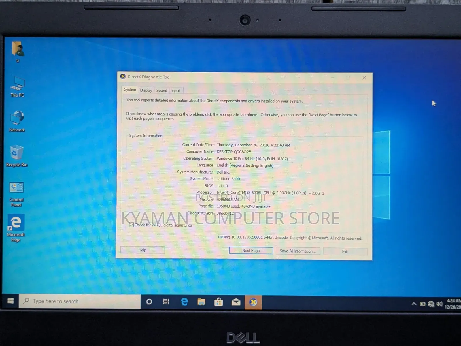 Laptop Dell Latitude 3490 4GB Intel Core i3 HDD 500GB