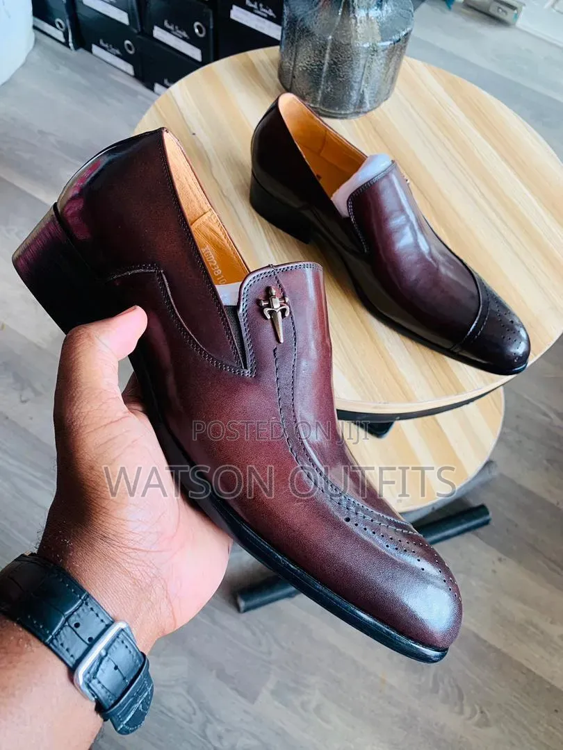 Men's Leather Shoes 2-Colours Black and Brown or Coffee Nicely Shaped