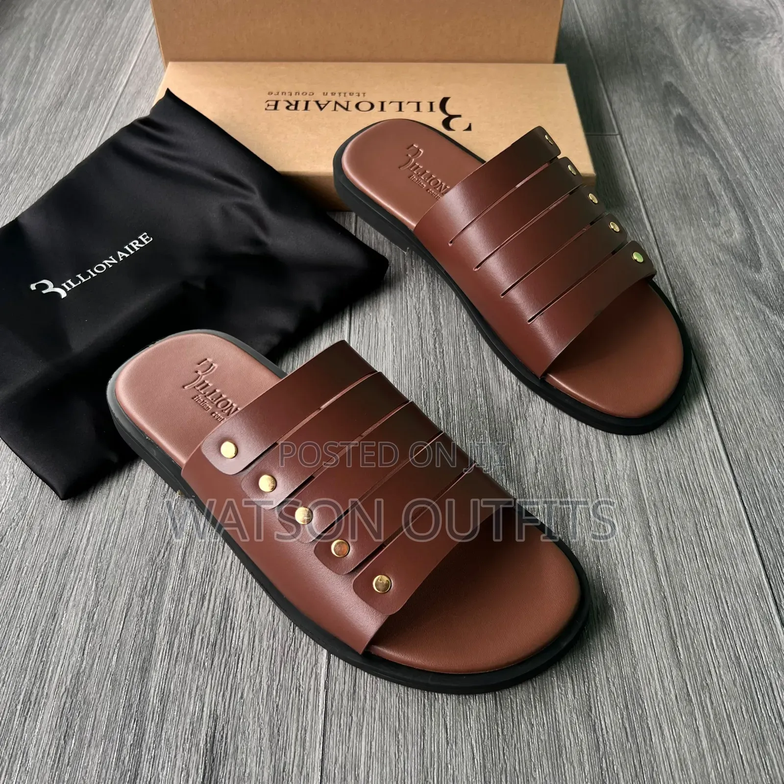 Men's Leather Sandals Billionaire Branded Completely Original