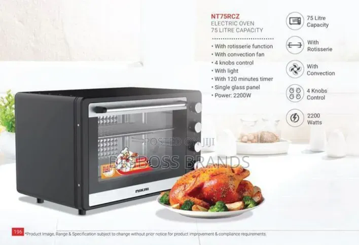 Nikai Electric Oven 75 Liters Watts 2200 [Nt75rcz]