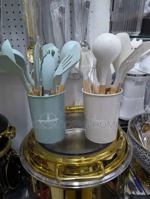 Premium Silicone Kitchen Utensil Set Na Wooden Handles