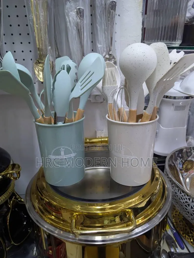 Premium Silicone Kitchen Utensil Set Na Wooden Handles