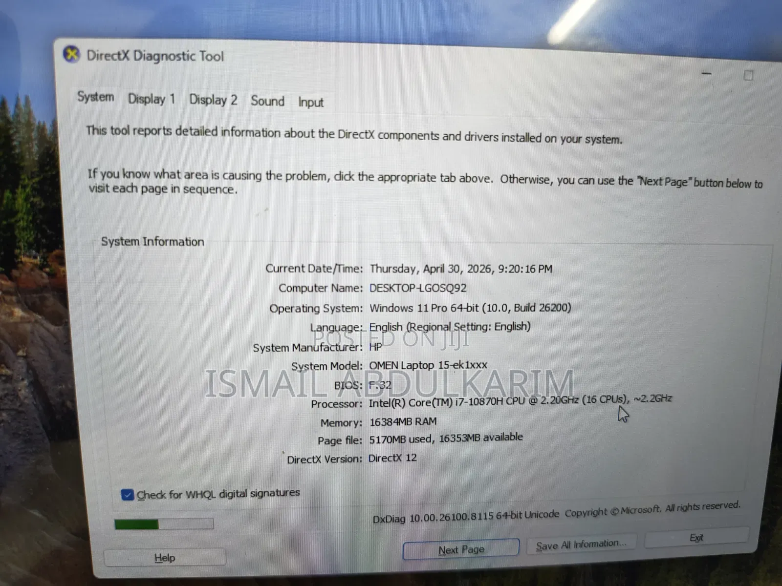 Laptop HP Omen 15 16GB Nvidia SSD 512GB