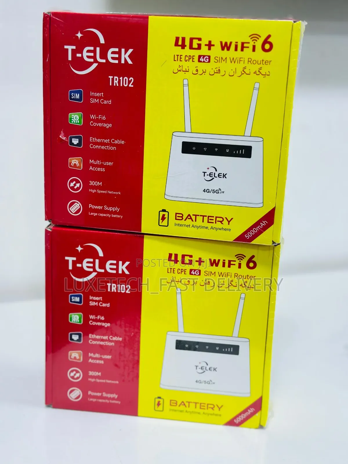 T-Elek Tr102 4g Lte Sim Wi-Fi 6 Router With a 5000mah Battery