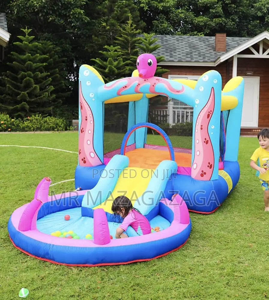 Octopus-Shaped Inflatable Castle With Small Slide