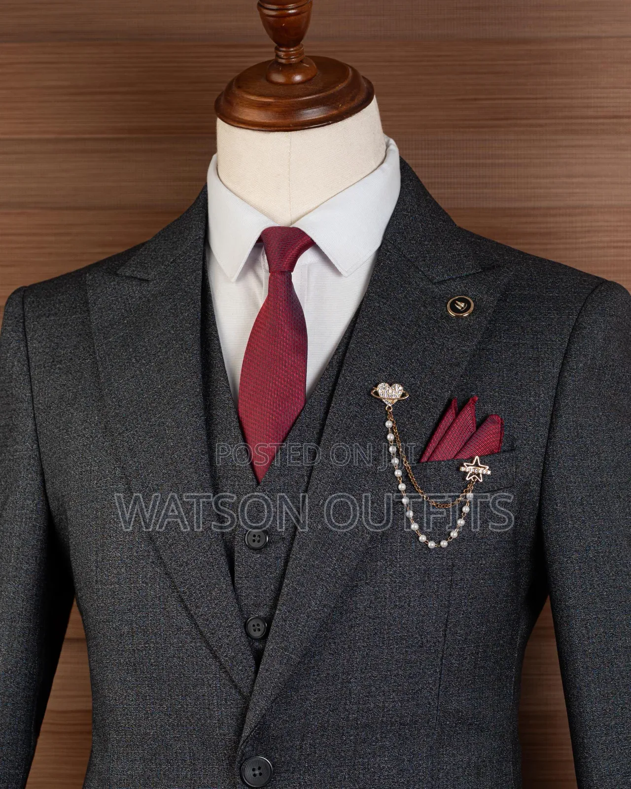 Men's New and Original Suits Dark Grey 1 Colour Perino Classic Brand