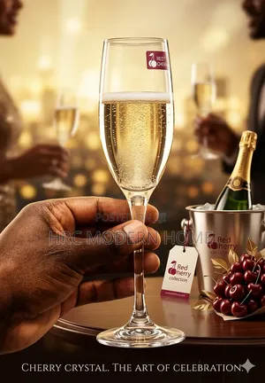 Premium Elegant Champagne Flutes - Red Cherry Collection (6pcs)