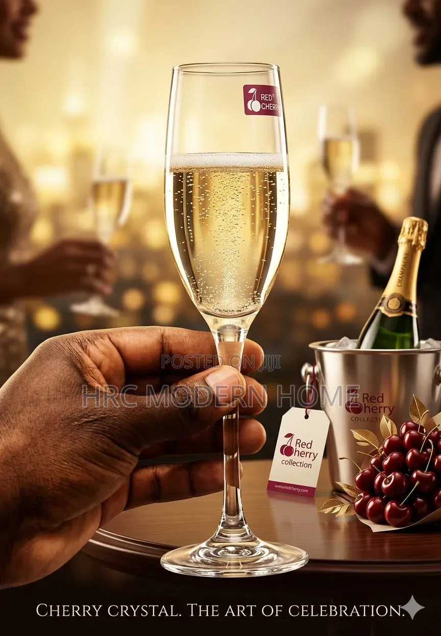 Premium Elegant Champagne Flutes - Red Cherry Collection (6pcs)