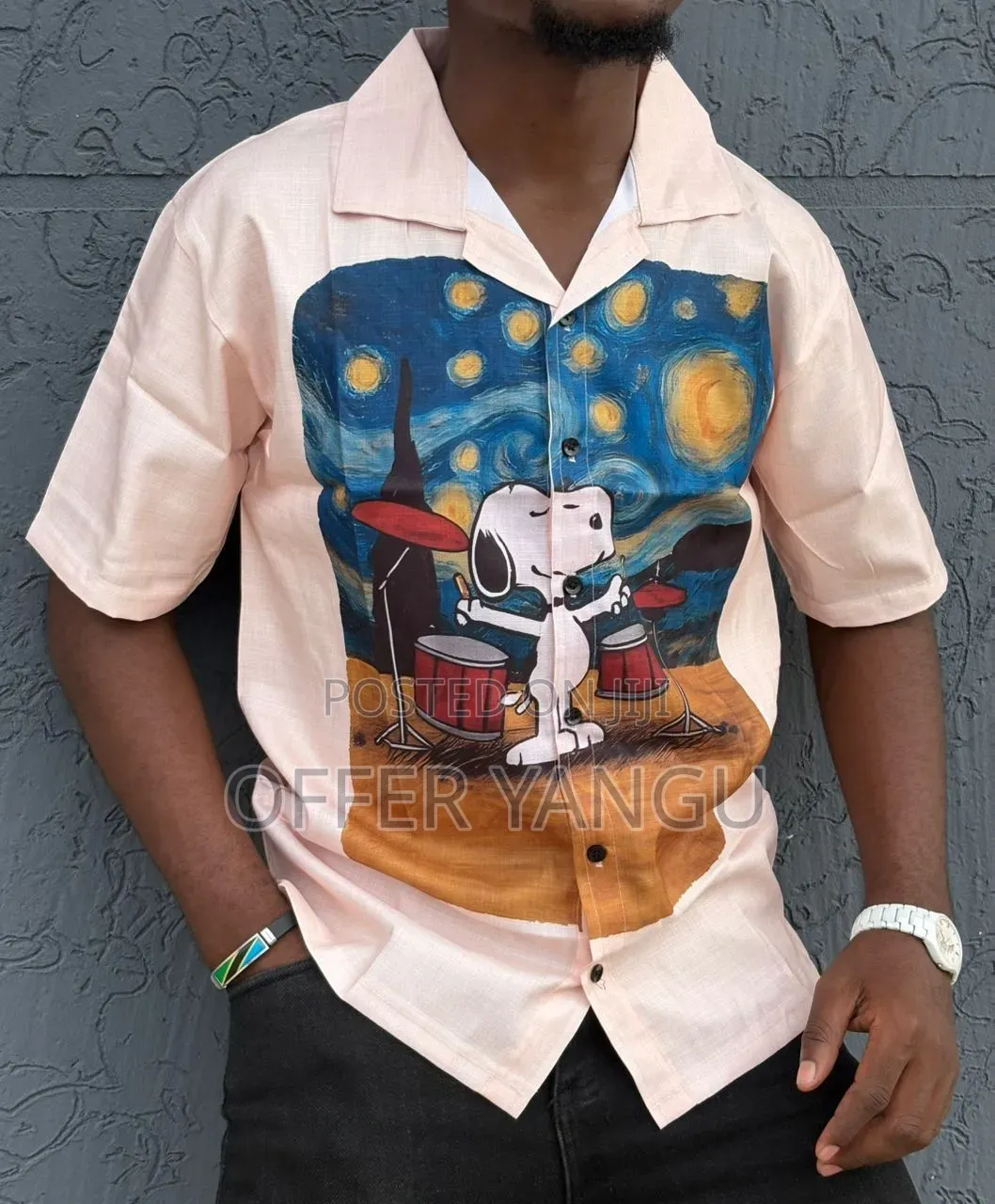 Cuban Collar Printed Shirt