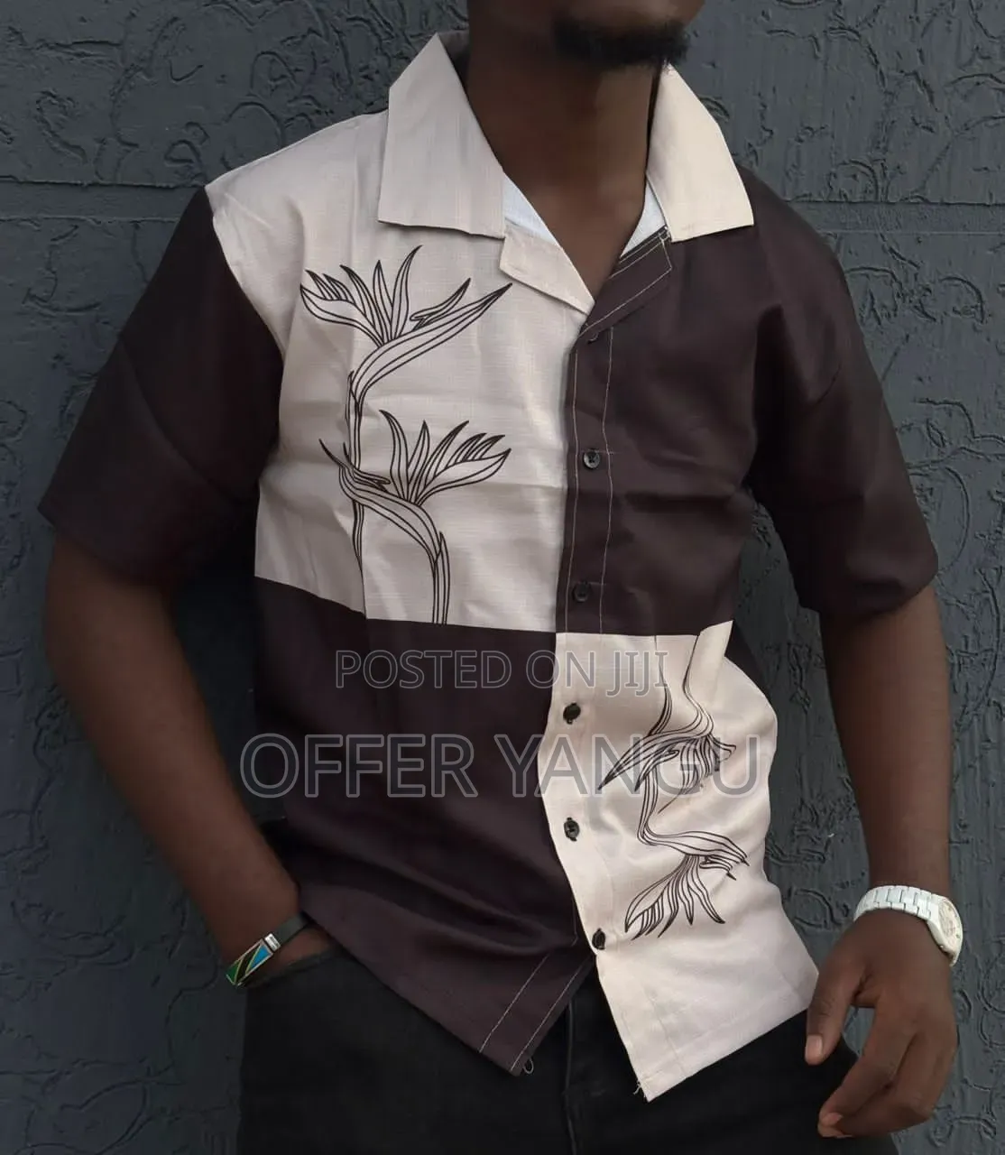Cuban Collar Printed Shirt