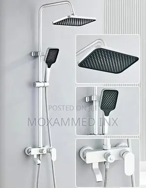 Modern Aluminum and Stainless Steel Shower Mixer Set With a Brushed