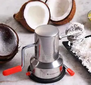 Wonderchef Stainless Steel Coconut Scraperwith Red Handle Grips And