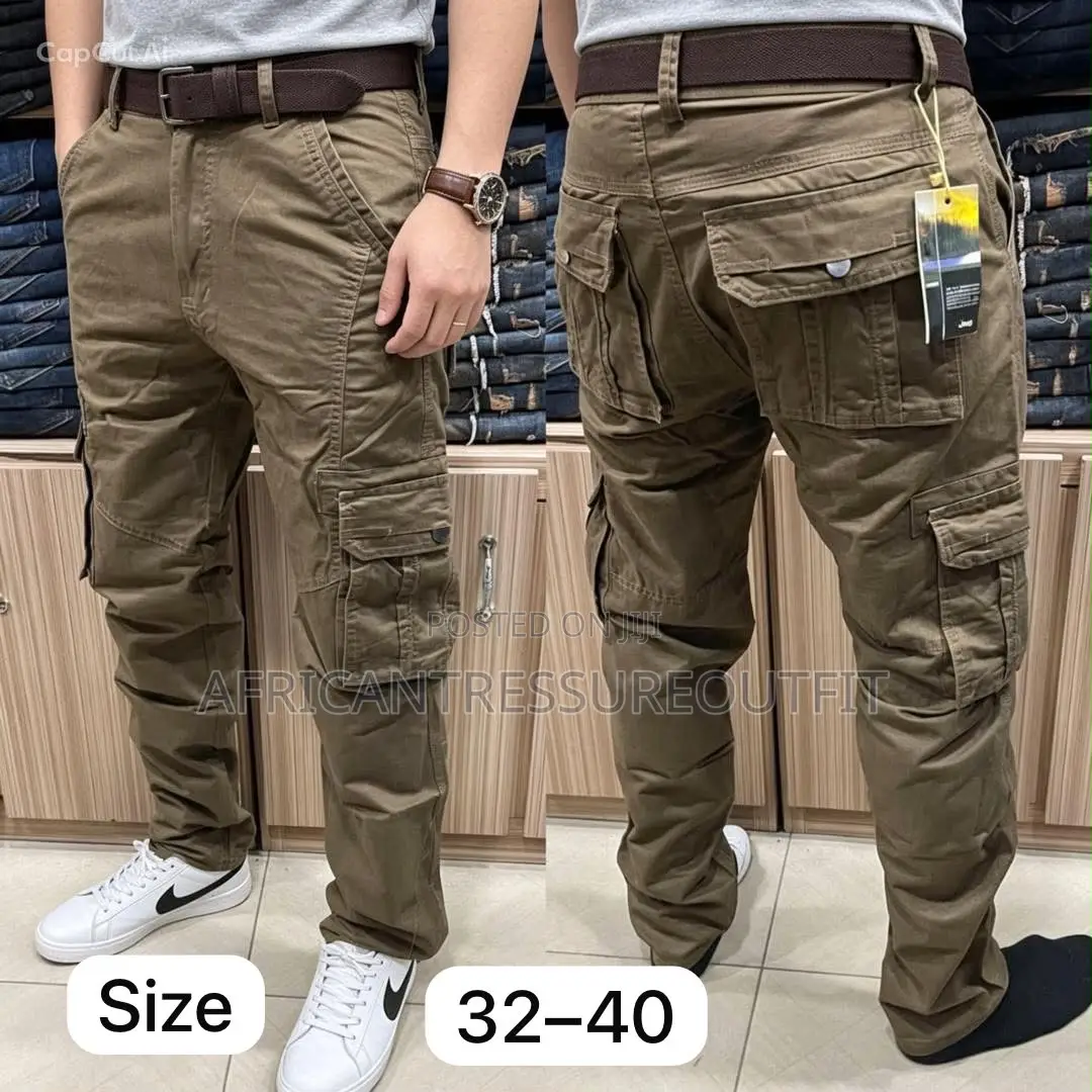 Khaki Cargo Pants Featuring Multiple Utility Pockets Available