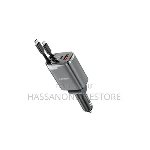 Porodo 111w Car Charger With Lightning Type-C Retractable Cables