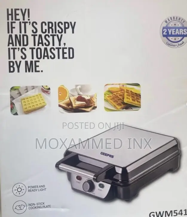 Geepas 4-Slice Waffle Maker Model Number Gwm5417