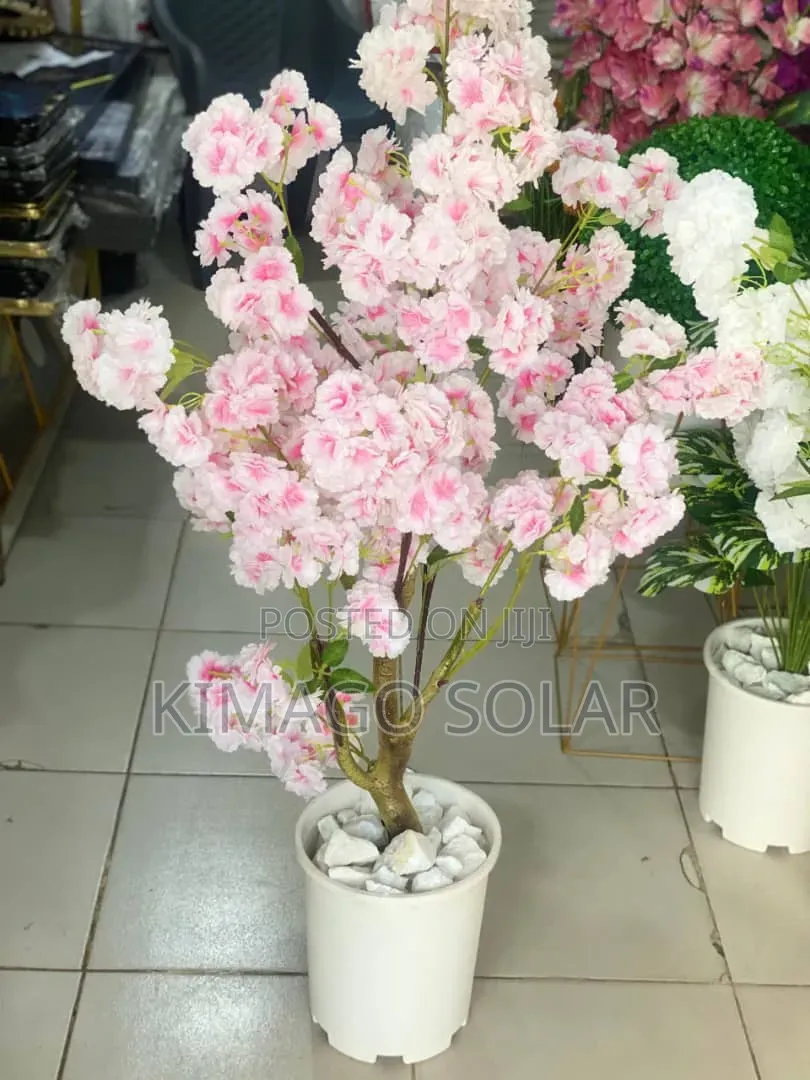 Artificial Cherry Tree 130cm Complete Set Na Pot Nyeupe Ya Kisasa