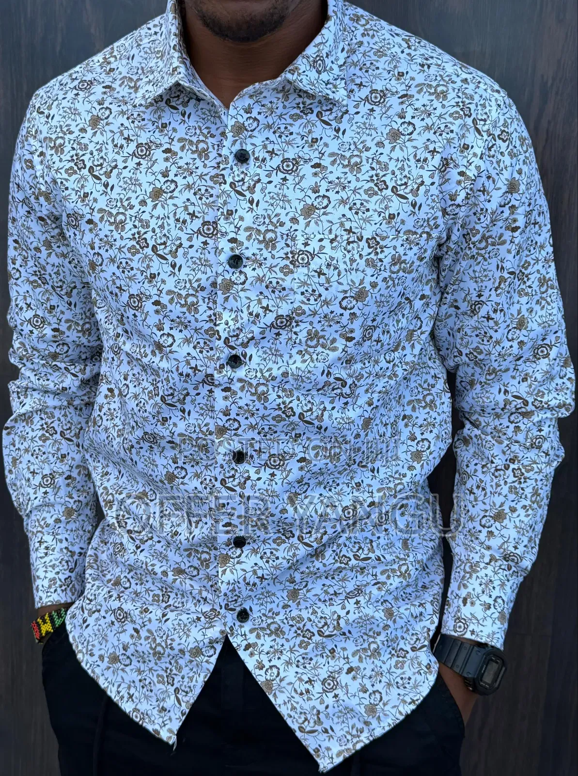 Floral Pattern Men Long Sleeve Shirts
