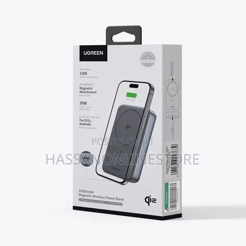 Ugreen 10000mah 30w Qi2 Magnetic Wireless Power Bank – Pb761