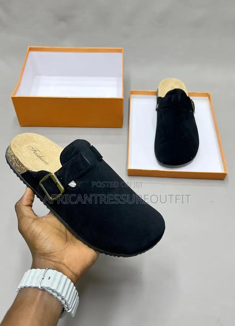 Suede Buckle Mules Available