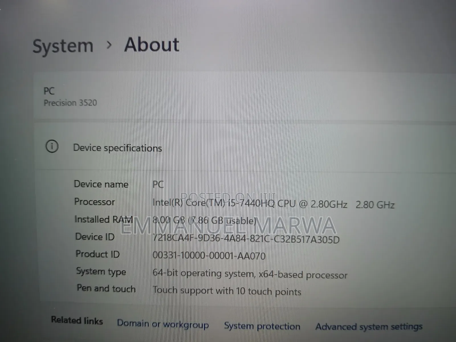 Laptop Dell Precision 3520 8GB Intel Core i5 SSD 256GB