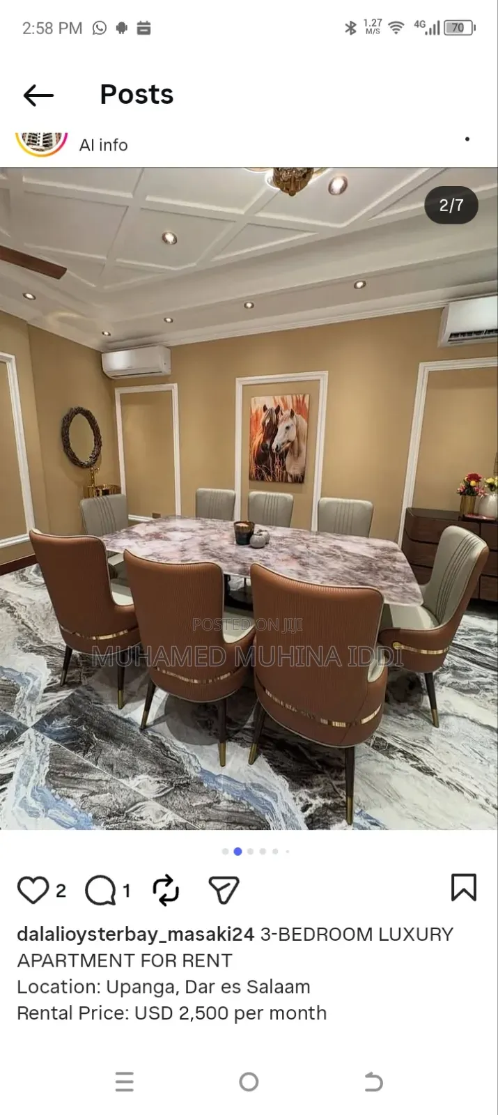 Furnished 3bdrm Apartment in Upanga for rent