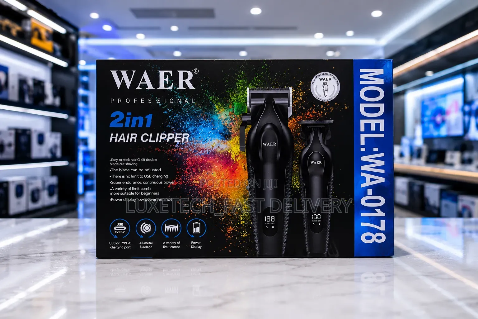 Waer Professional 2-in-1 Hair Clipper and Trimmer Set Wa-0178