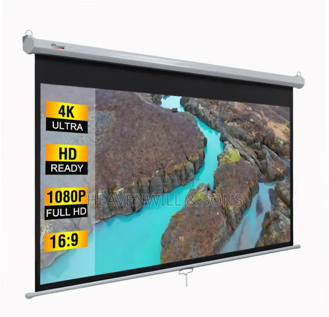 Portable Projector Screen 150-inch (332cm × 187 Cm)–Wall/Ceiling Mount