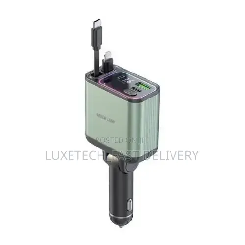 Green Lion Retractable 90w Car Chargers With Voltage Display