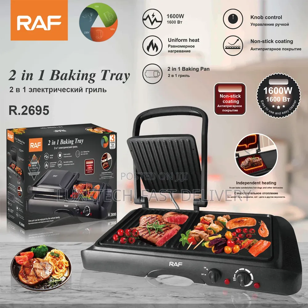 Raf 2-in-1 Multifunctional Electric Grill for Steak and Cooking Tray