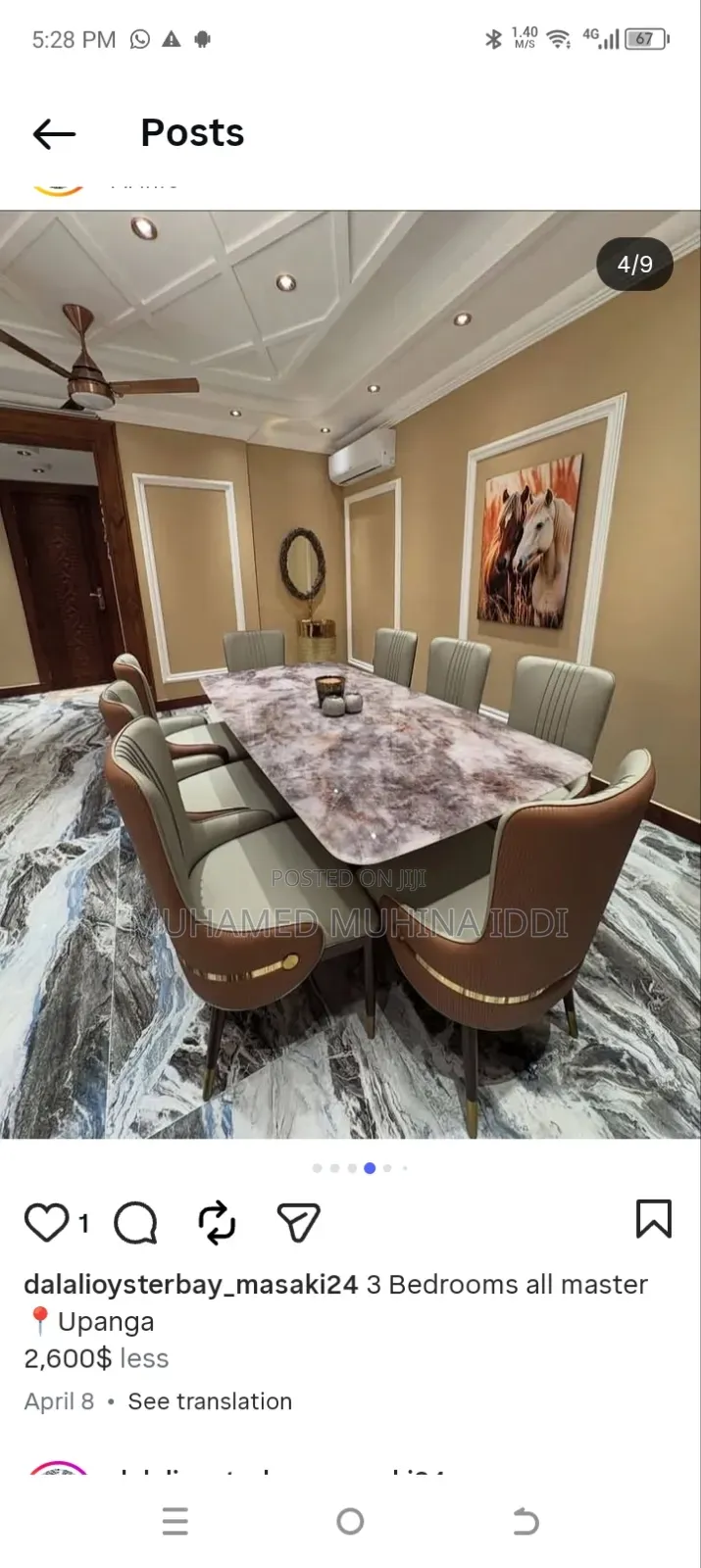 Furnished 3bdrm Apartment in Upanga for rent
