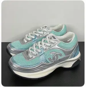 Chanel Silver Metallic Cc Logo Sneakers Collection