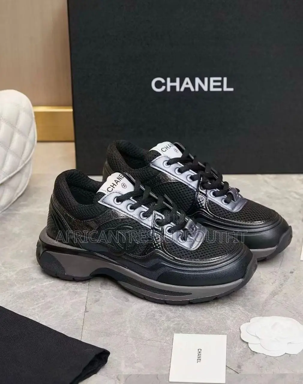 Chanel Silver Metallic Cc Logo Sneakers Collection