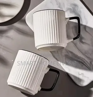 Vikombe/Modern Ribbed Ceramic Coffee Mugs