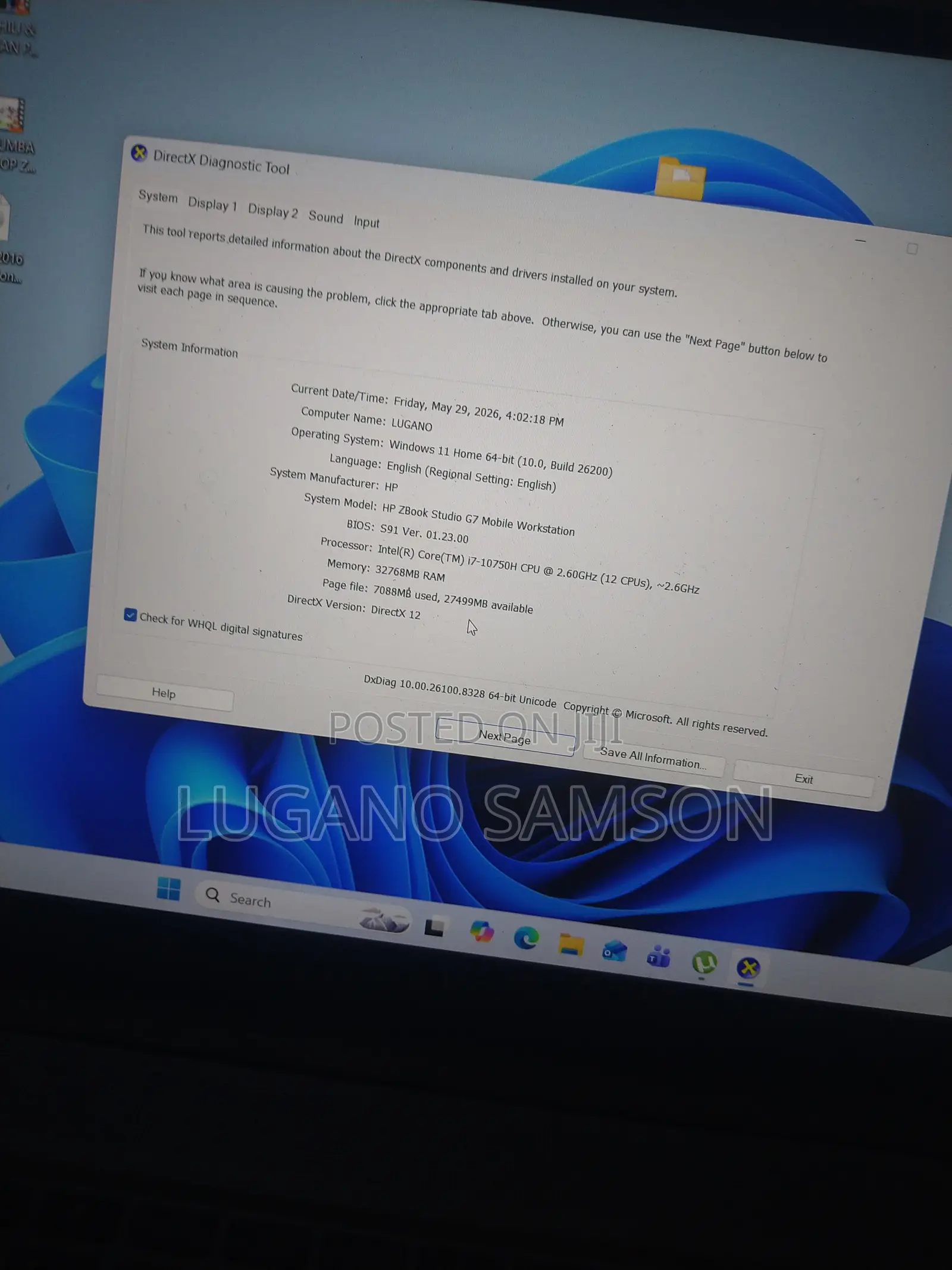 Laptop HP Zbook Studio G7 32GB SSD 500GB