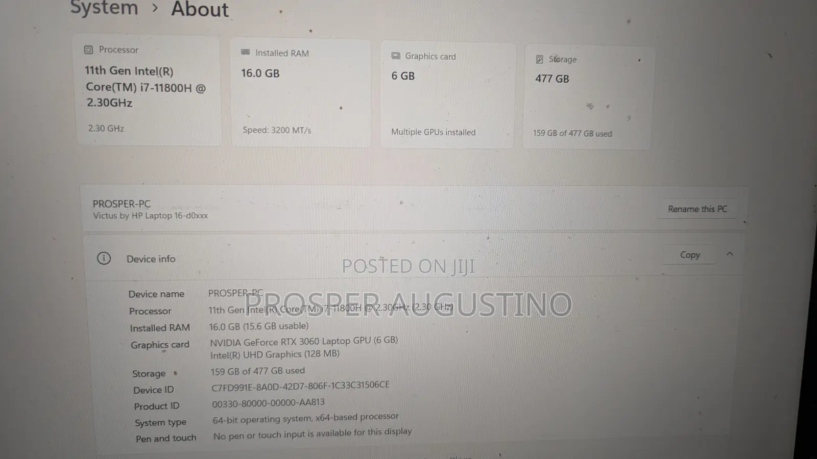 Laptop HP Victus 16 16GB Intel Core i7 HDD 500GB